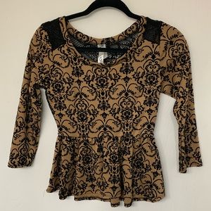 Gold and Black Peplum Top